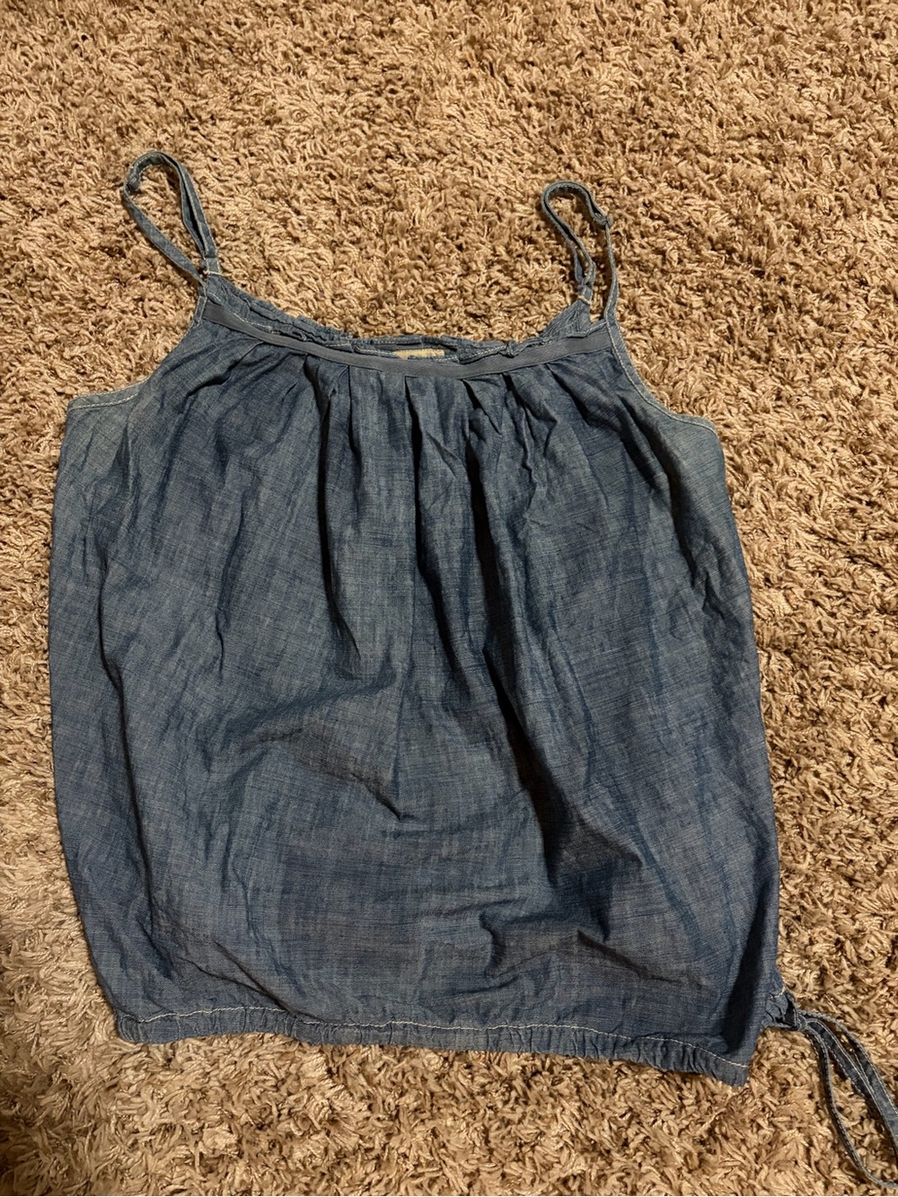 Gap Women's Blue Chambray Spaghetti Strap Tank Top Y2K